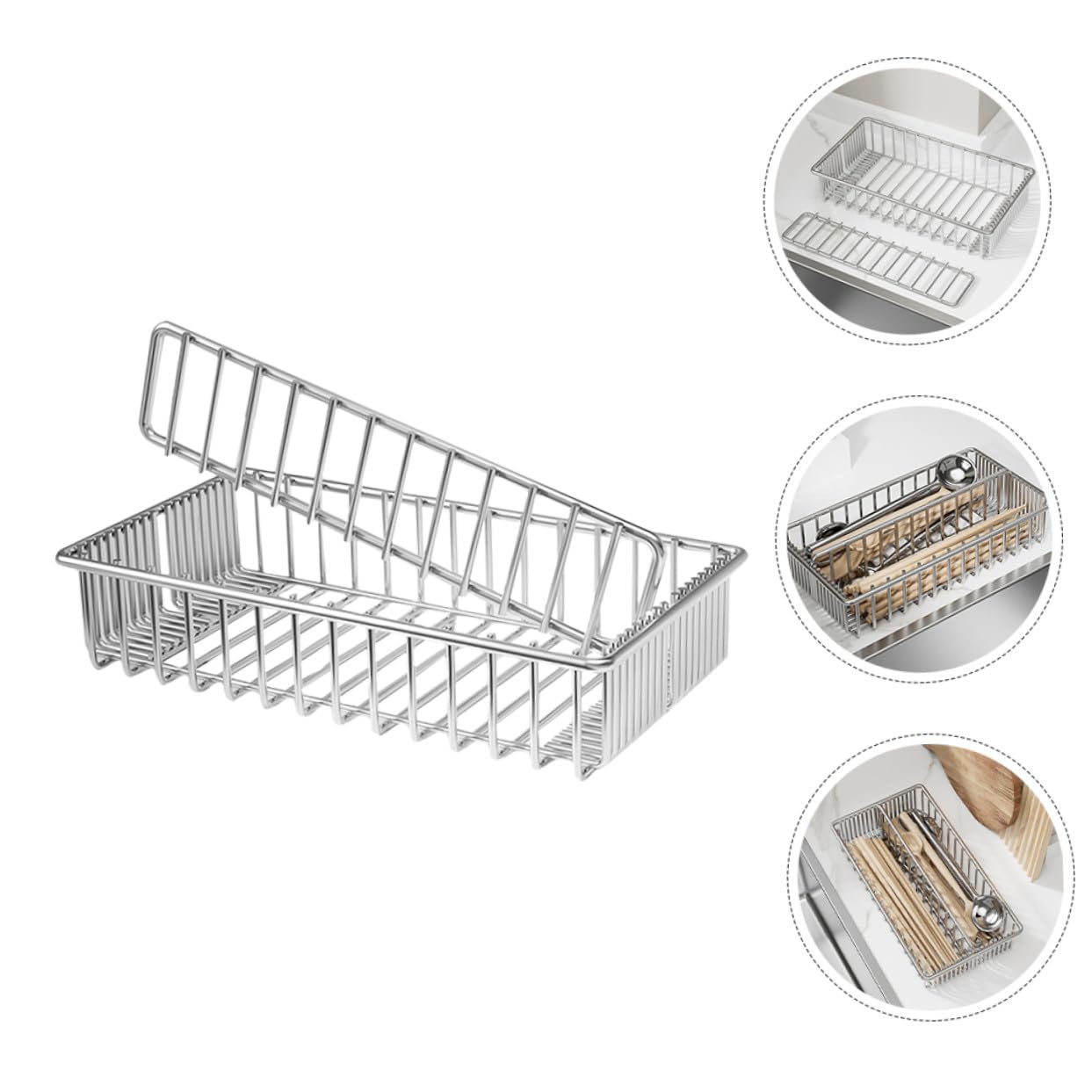 Portaposate in Acciaio Inox Argento da Cassetto 2 Pezzi