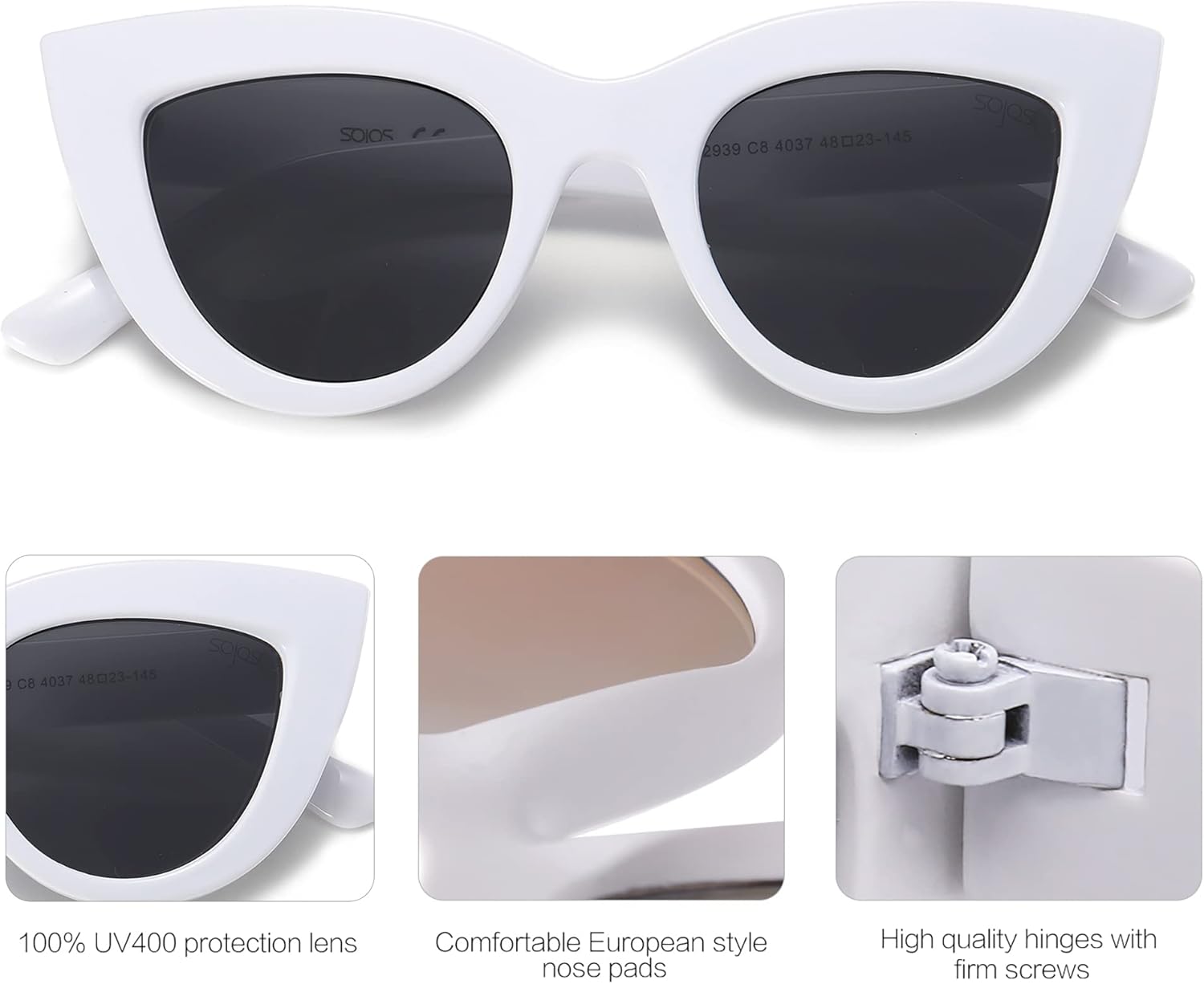 SOJOS Retro Small Vintage Cat Eye Sunglasses for Women Cute Fashion UV400 Sunnies SJ2939 - Image 4