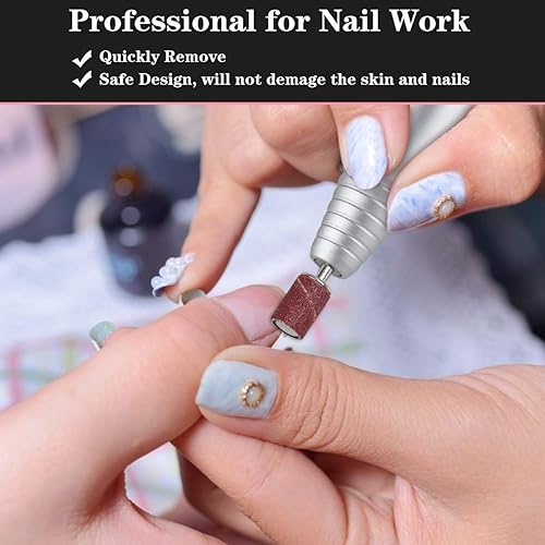 Miniatura 4 de Subay Juego de 6 brocas profesionales para arte de uñas, 6 unidades de 332 pulgadas y 300 bandas de lijado con bolsa organizadora de almacenamiento