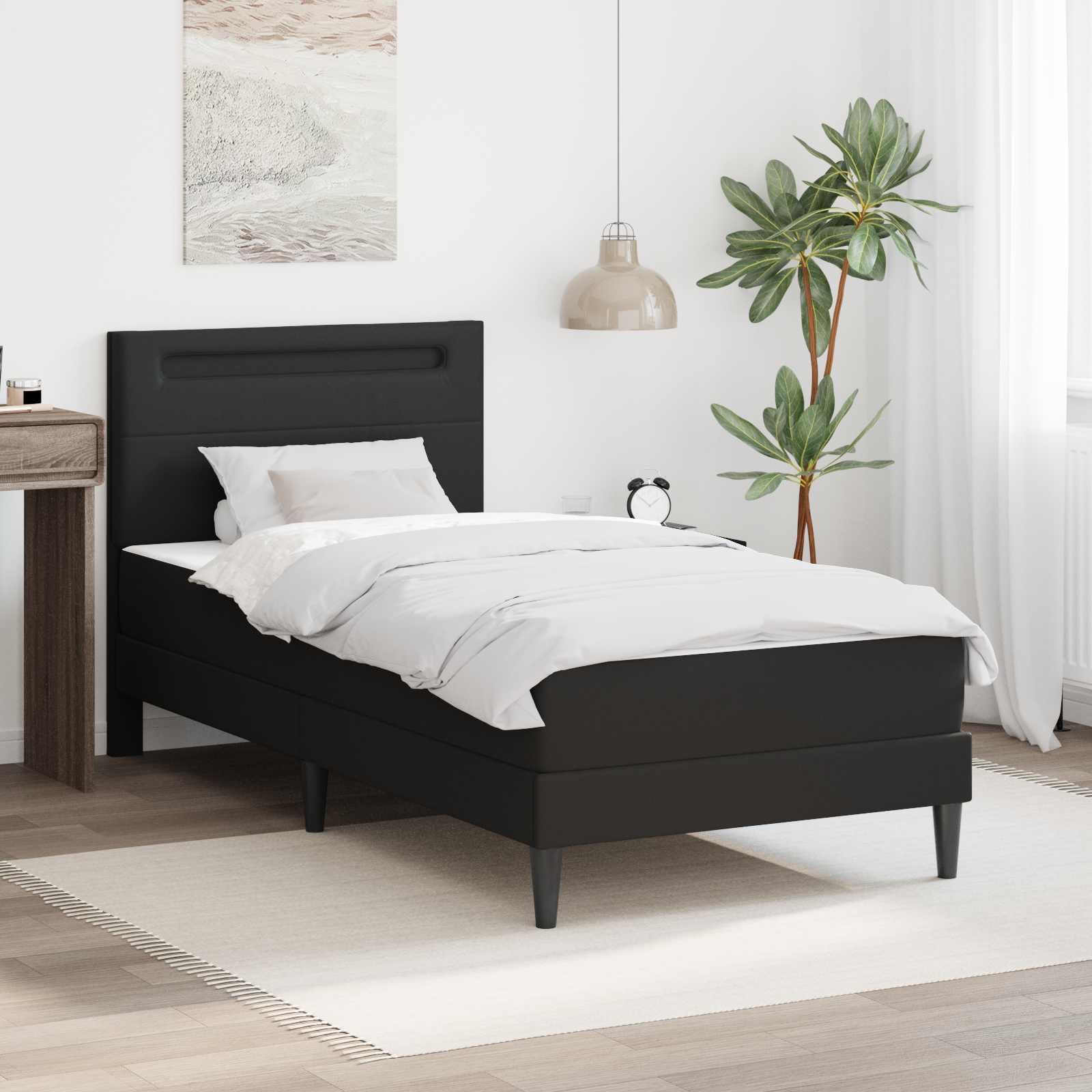 Cuero sintético contrachapado urbano moderno 196 x 94 x 96 cm Negro
