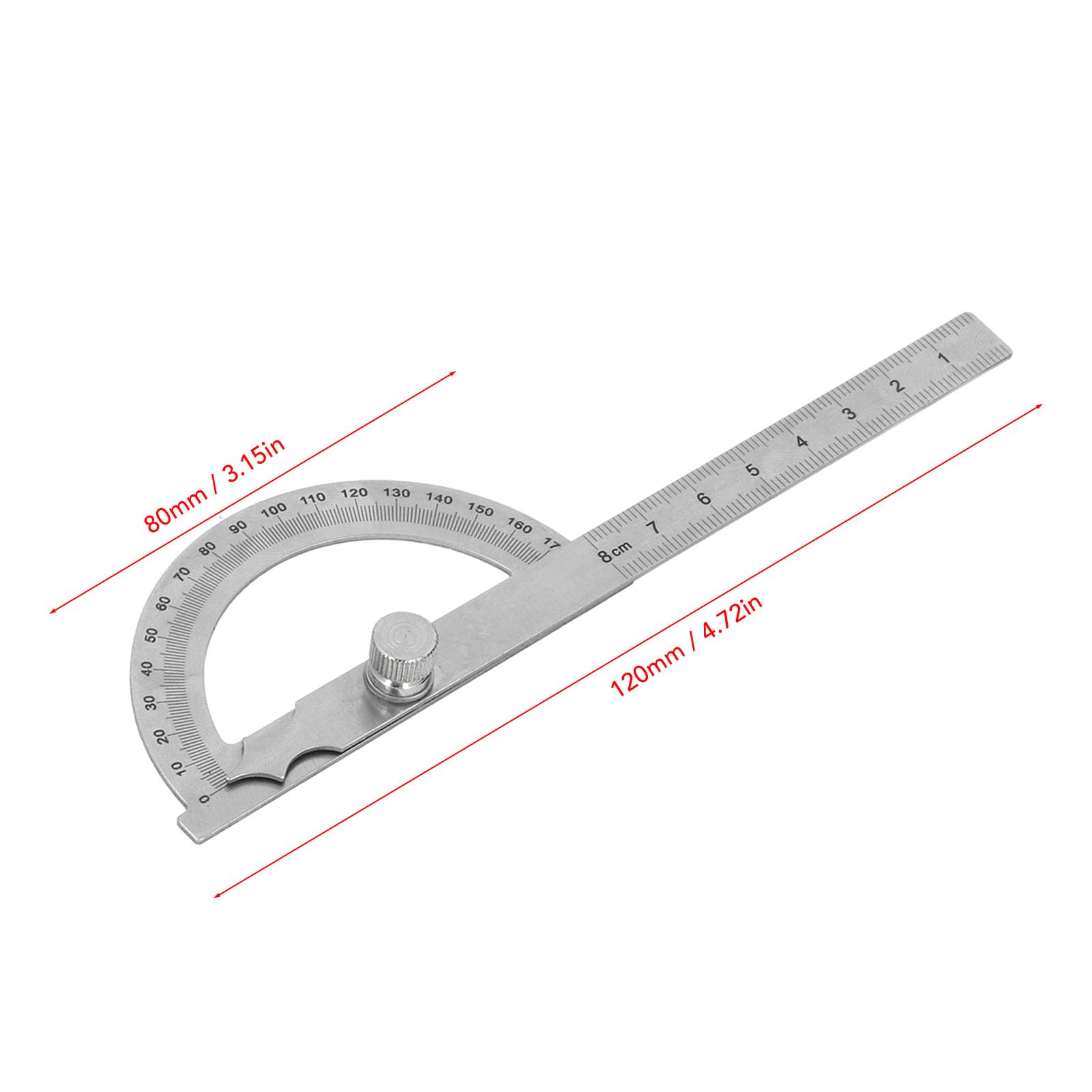 Angle Protractor, Stainless Steel Angle Measure Tool, 180° Angle Ruler, Angle Gauge Finder for Drawing, Design (80x120mm 0 to 8cm Range)
