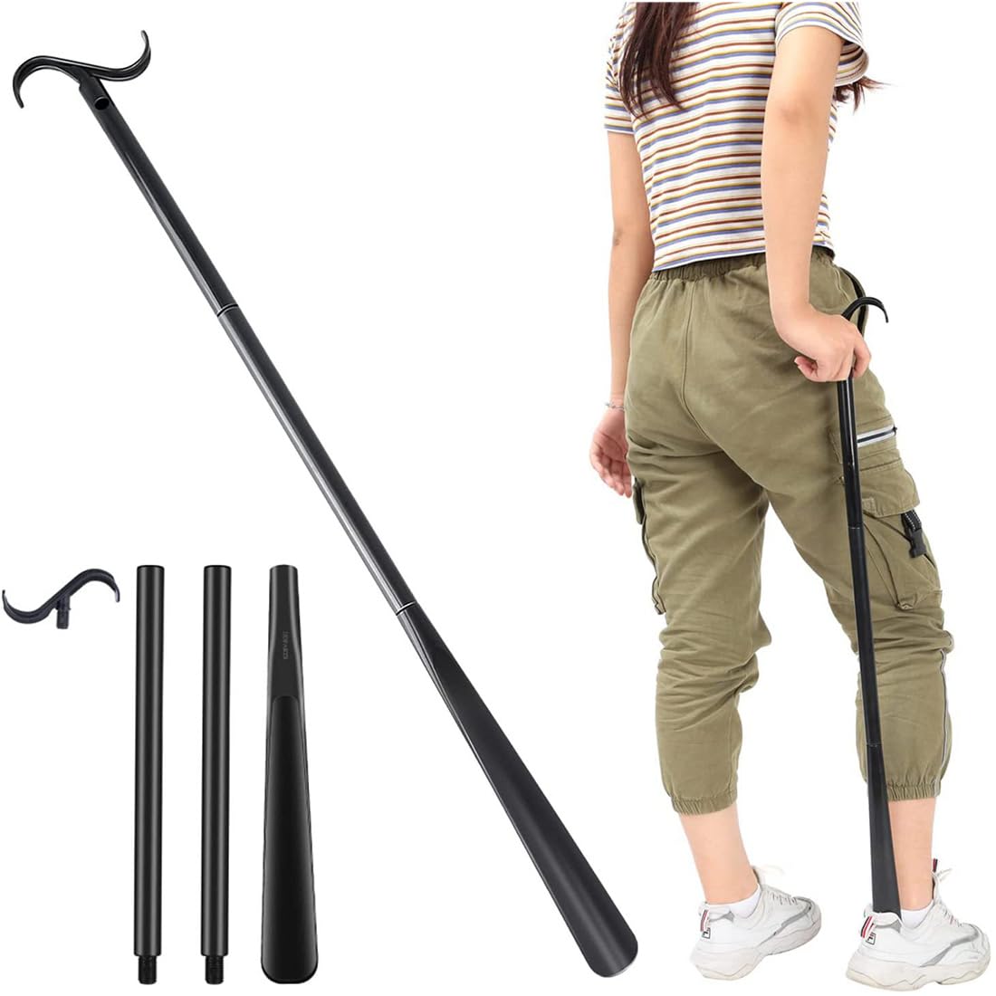 Calzascarpe Lungo, Metti Calze per Anziani 3 in 1, Infila Calze Aiuto, Calza Calze per Vestirsi e Aiuto, donna e anziani per mettere e togliere le scarpe
