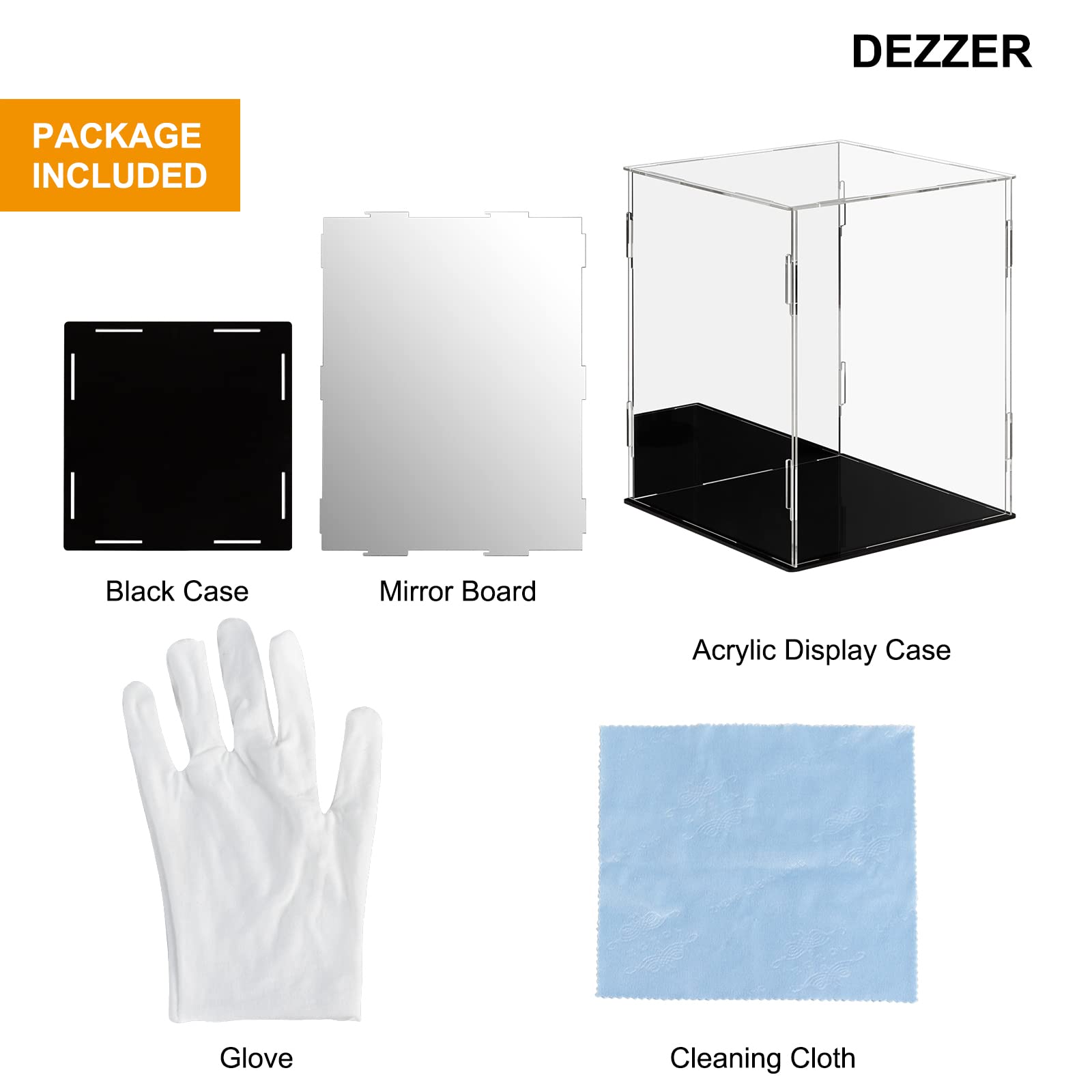 Dezzer Acrylic Display Case Box with Black Base, Assemble Countertop Clear Acrylic Dustproof Protection Showcase for Action Figures Toys, Collectibles, Home Storage (20x20x25cm) 3