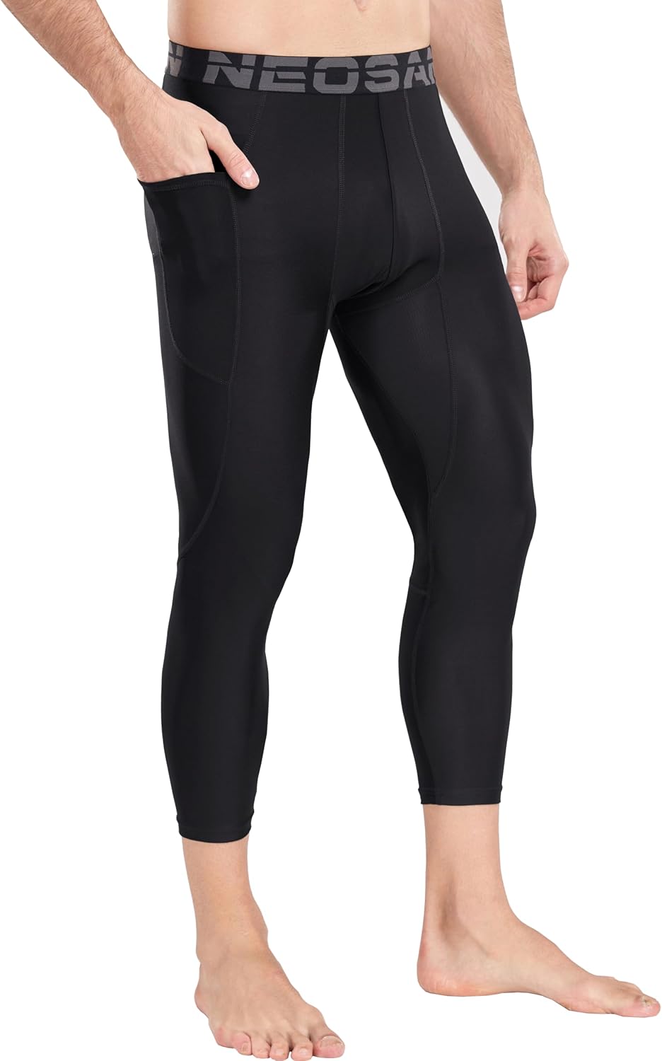 NEOSAN Men’s Compression Leggings Sports Base Layer Running Workout Basketball Athletic Cycling Tights Pants Capris Short Black 3XL