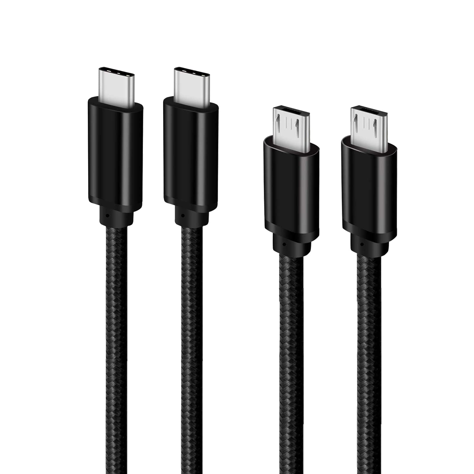 Type C Micro USB ケーブル 1m 2本セット Popolier (USB C to micro) OTGケーブル 2.4A出力 タイプC マイクロ タイプB 充電ケーブル USB2.0 データ転送 Androidスマホ などに対応 (ブラック)