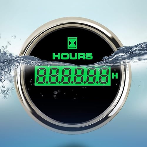 Miniatura 9 de 52mm(2") Hour Meter Gauge Hour Gauge Timer Gauge 7 Color Backlight for Marine Boat Car Motorcycle 9-32V Waterproof IP68