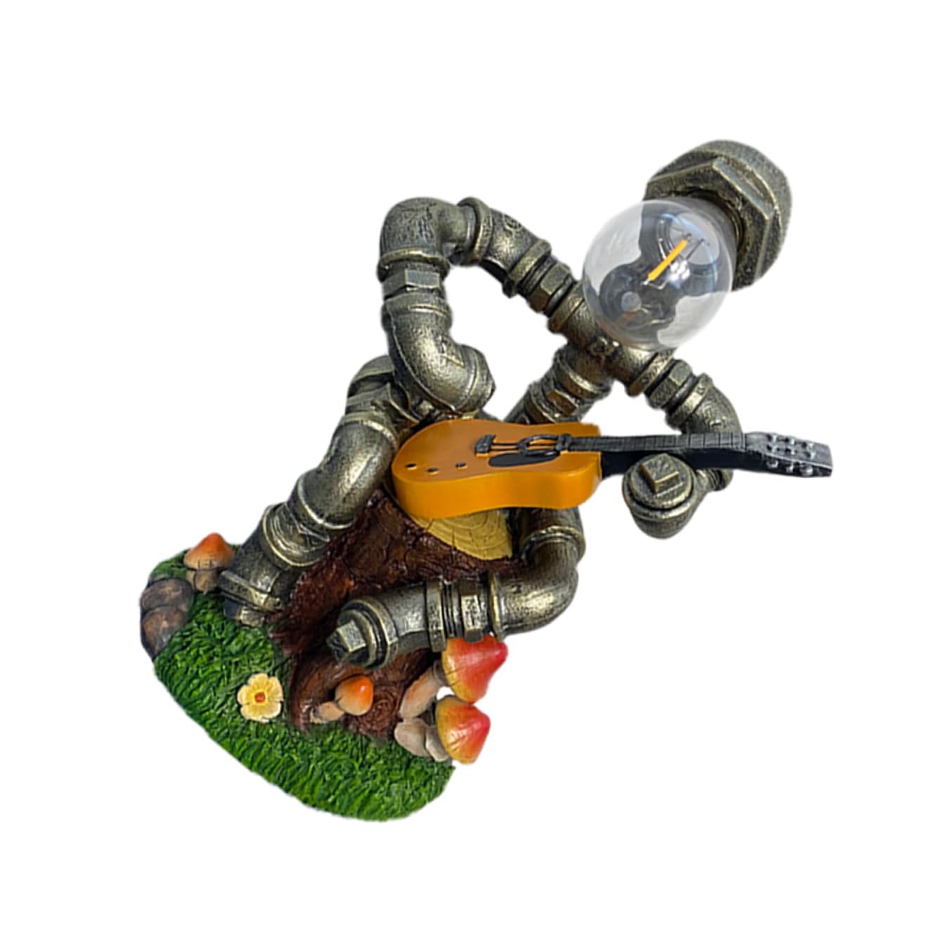 DOITOOL Solar Roboter Gartendeko Solarleuchte Mit Resin Figur Vintage Rohrdesign Wetterfest Für Außenbeleuchtung Und Gartenparty