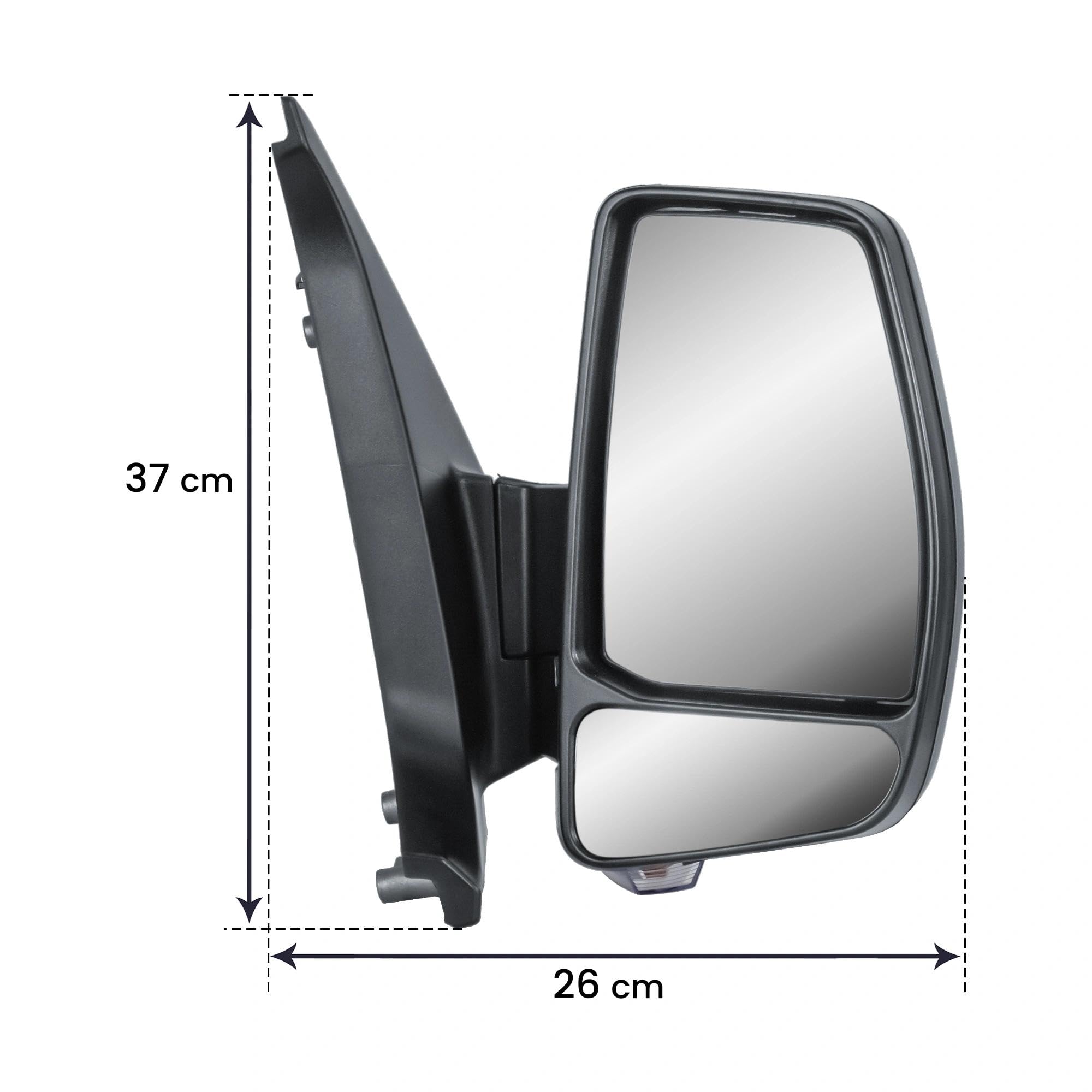 Specchietto retrovisore destro elettrico e riscaldabile per Ford Transit Custom/Tourneo Custom V362 2012-2023 - con luce lampeggiante e cappuccio testurizzato, lato passeggero