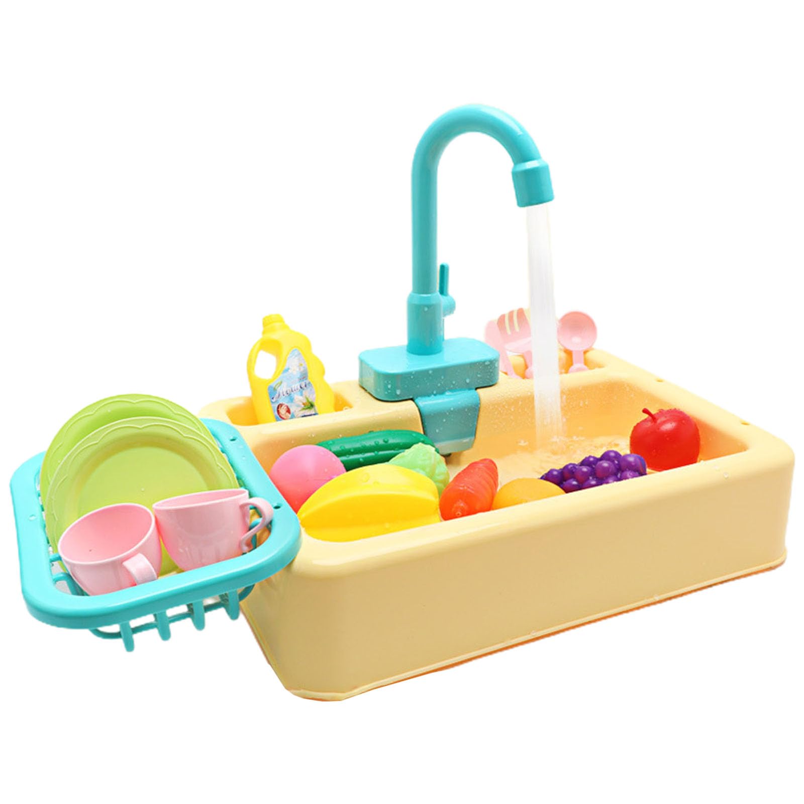 Dish Wash Toy Kitchen Playhouse Role-Playing Sink Dishwasher Playing with Running Water Toddler Sink Toy with Running Water — view 12