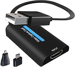 Tihokile Video Capture Card 4K, HDMI to USB Capture Card Device 1080P HD Video Capture Device for Broadcast Live Streaming Game Compatible with Windows Mac OS
