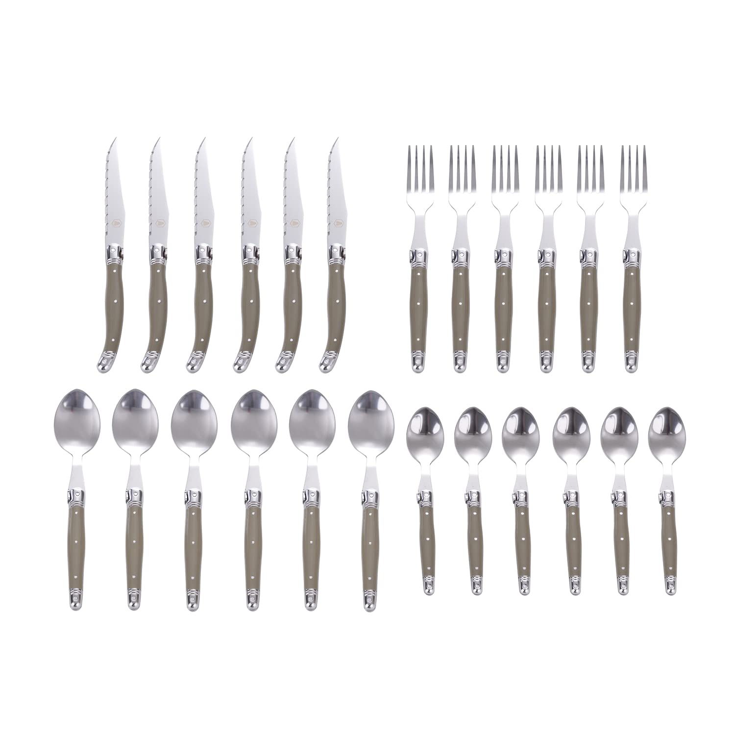 LAGUIOLE - Ménagère 24 pièces - acier inoxydable, Manche en ABS - gris taupe - Couteaux, Fourchettes, Cuillères - Acier inoxydable - Gris taupe