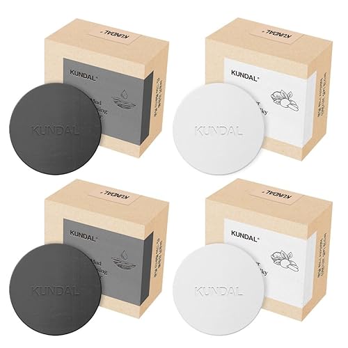 KUNDAL Minderal Mud - Barra de champú + barra de acondicionador de manteca de karité, embalaje ecológico sin residuos, limpieza profunda,