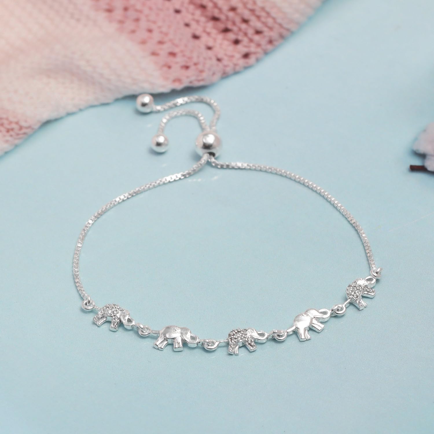 LeCalla 925 Sterling Silver Bolo Bracelet | Women's Italian Handmade Solid Adjustable Bolo Slider Bracelet | Lightweight Chain Bracelet Jewelry for Wife Girlfriend Her