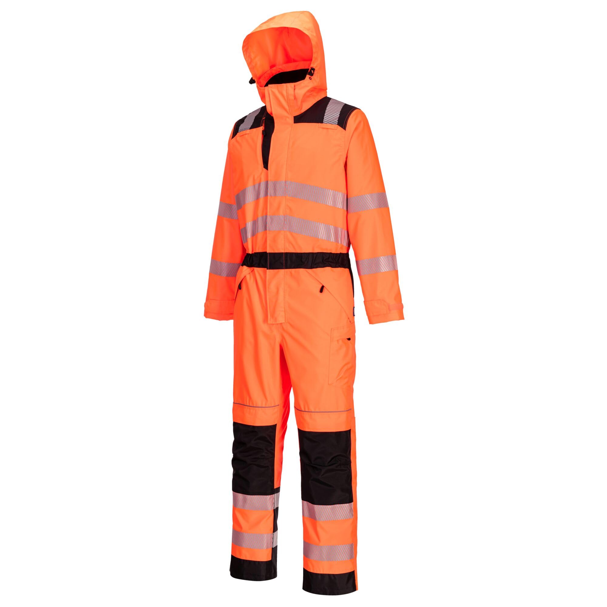 PORTWEST Combinaison de pluie haute visibilité PW3 Orange/Noir M - FR(42-44) - UK(32-34) - Vêtements de travail