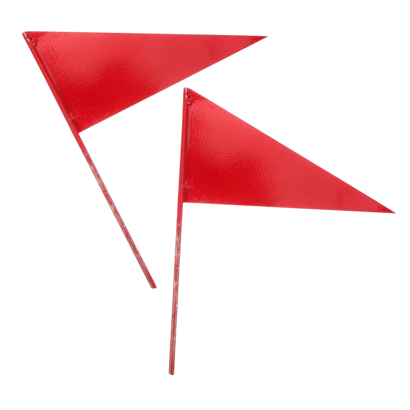 BCOATH 2pcs Bright Solid Color Triangle Iron Stick Flag Marker for Outdoor School Sports Shot Put Running Event Flags Easy to Insert for Competitions Red