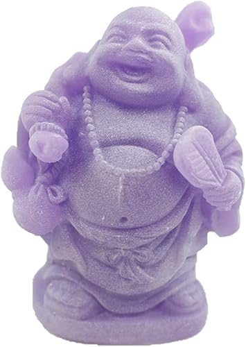 Miniatura 3 de usamjtable Feng Shui - Juego de 6 figuras de Buda moradas de 3 pulgadas, color marfil, con cara feliz que brilla en la oscuridad, estatua de cristal