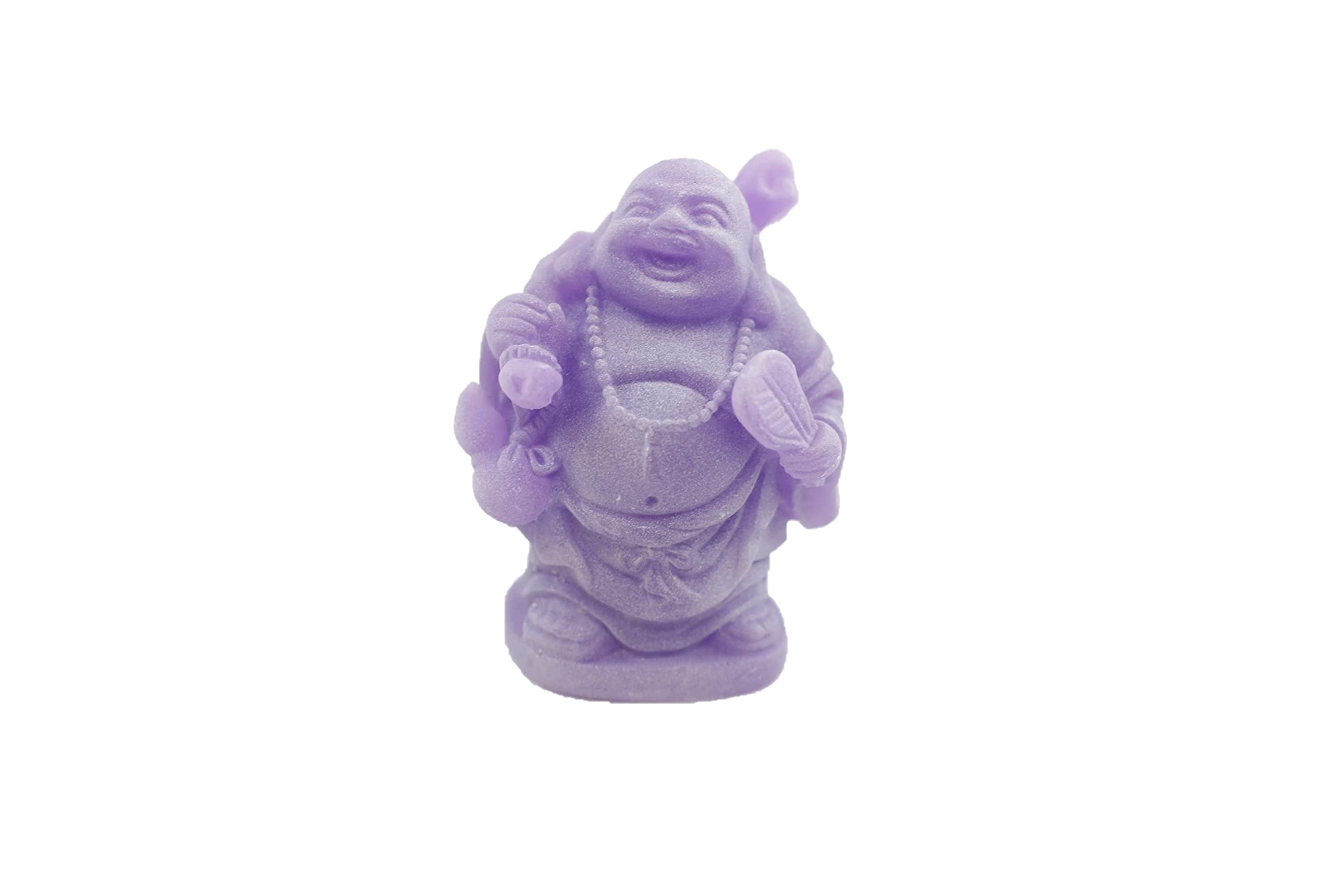Feng Shui - Juego de 6 figuras de Buda morada de 3 pulgadas, color marfil, cara feliz que brilla en la oscuridad, estatua de cristal verde, piedra preciosa tallada riqueza y buena suerte