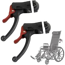 Wheelchair Hand Brake with Self-Locking Brake System, Attendant Wheel Lock Brake Levers Replacement, Fits 1" Tube, 1 Pair