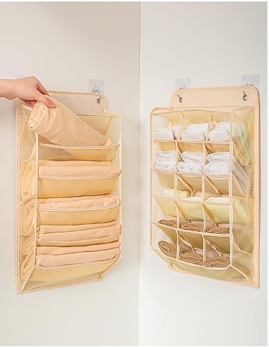 Miniatura 4 de kamuavni Paquete de 2 organizadores colgantes duraderos para ropa interiorcalcetines con 15 bolsillos de malla, bolsillo de almacenamiento que