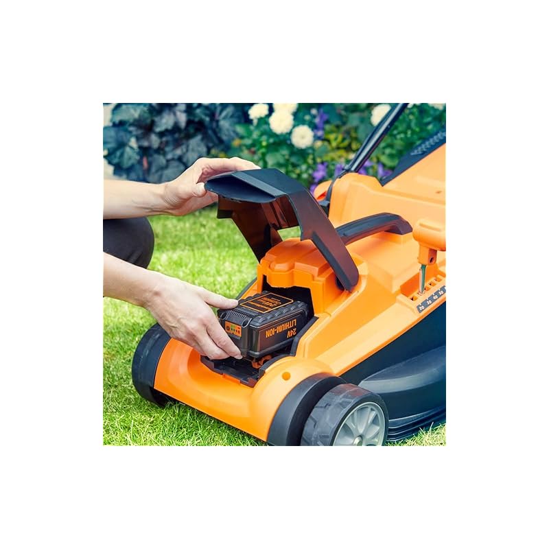 LawnMaster MX 24V 37cm Cordless Lawnmower with a 4.0Ah Lithium Ion Battery, Spare Battery, a Fast Charger and Rear Roller (37cm Mower) - Image 4