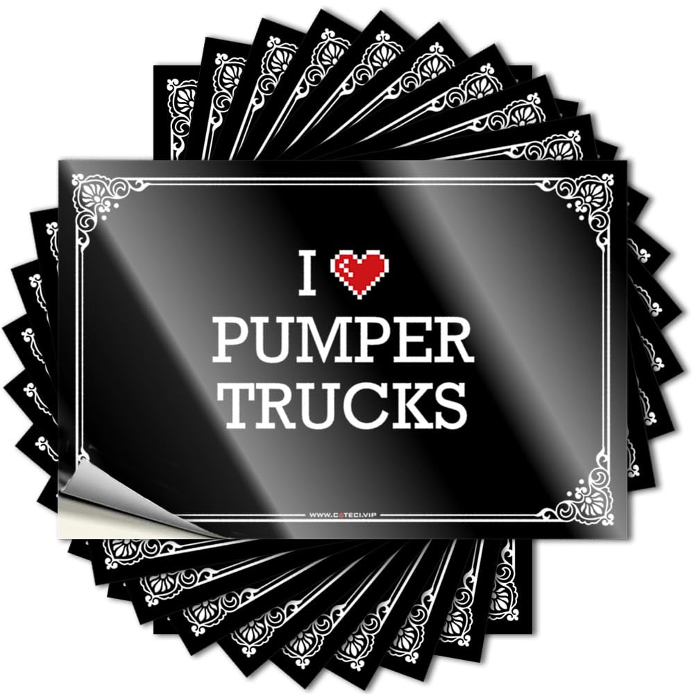 I Love Pumper Trucks Smiley Face Tattoos | Hot Cocoa Bar Decor Waterproof Vinyl Tumbler Narrow Removable Decal Peel Stick(8X12CM)