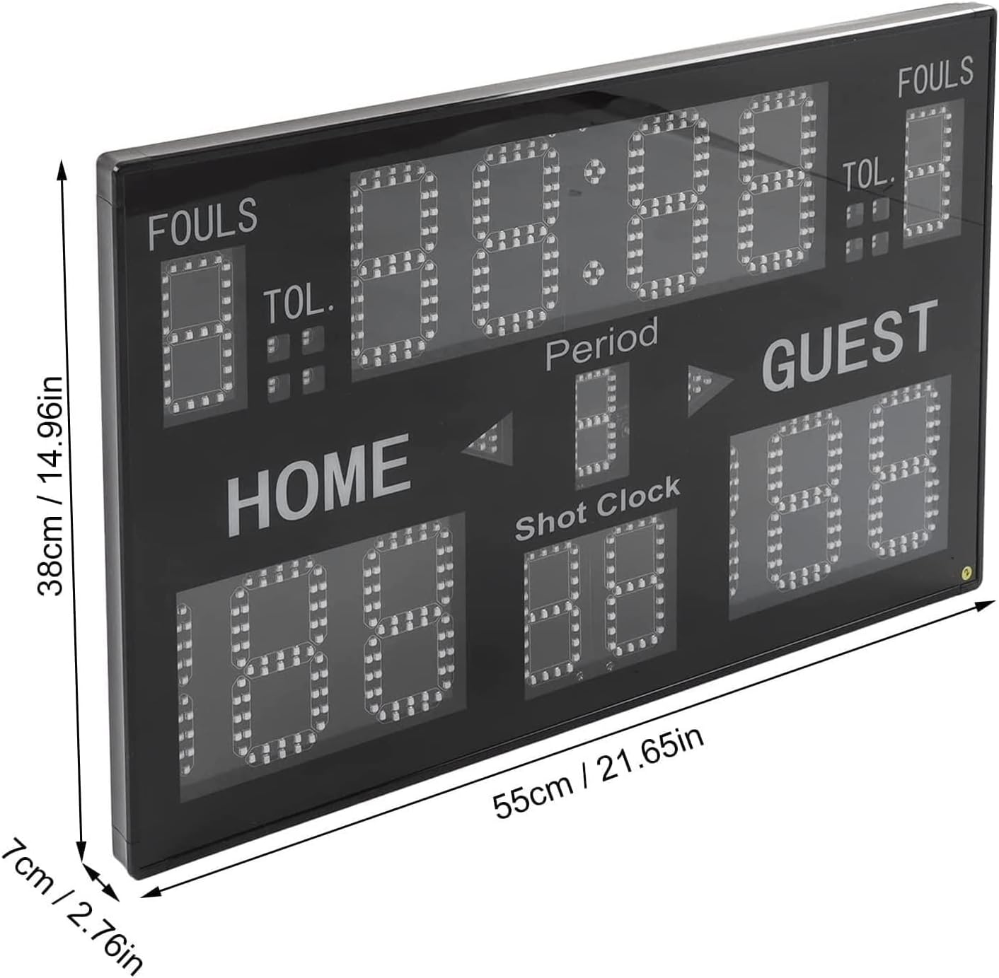Basketball Game Scoreboard, 15-Digit Electronic Scoreboard, LED Digital Tabletop Scoreboard Timer