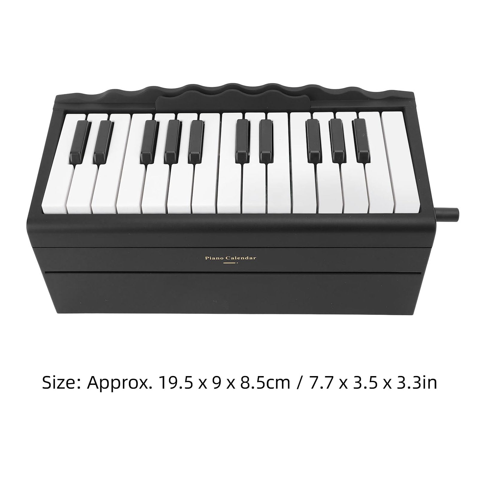 Fabater Spielbarer Klavierkalender, 25 Tasten, Einstellbare Lautstärke, 1000 MAh, Wiederaufladbare Handkurbel, Klavier-Tischkalender mit 27 Karten für 2025 Schreibtisch-Organizer (BLACK)