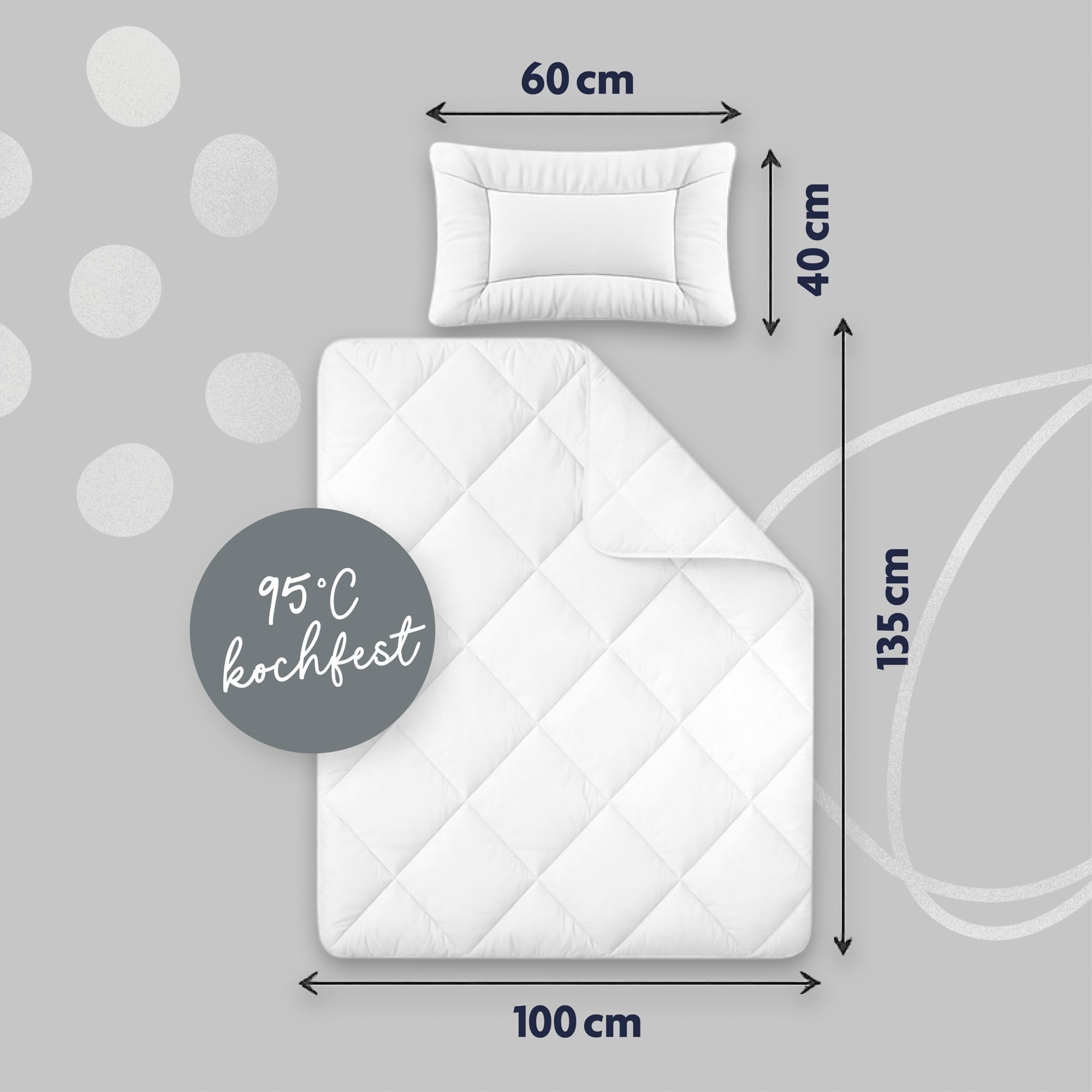 Zöllner 4071130000 Hygienika - Trapunta per bambini, 100 x 135 cm, con cuscino 40 x 60 cm