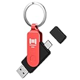 MOSDART 128GB USB C 3.2 Fast Speed C and A Dual Flash Drive, exFAT Memory Stick with Keychain and LED Indicator, for iPhone 15,16,17, Android Phone, iPad, MacBook, and Other Laptops, Red