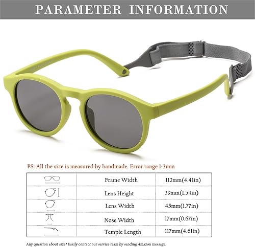 Miniatura 6 de HJSTES Lentes de sol polarizados para niños y niñas, marco flexible TPEE con correa, para bebés de 0 a 3 años