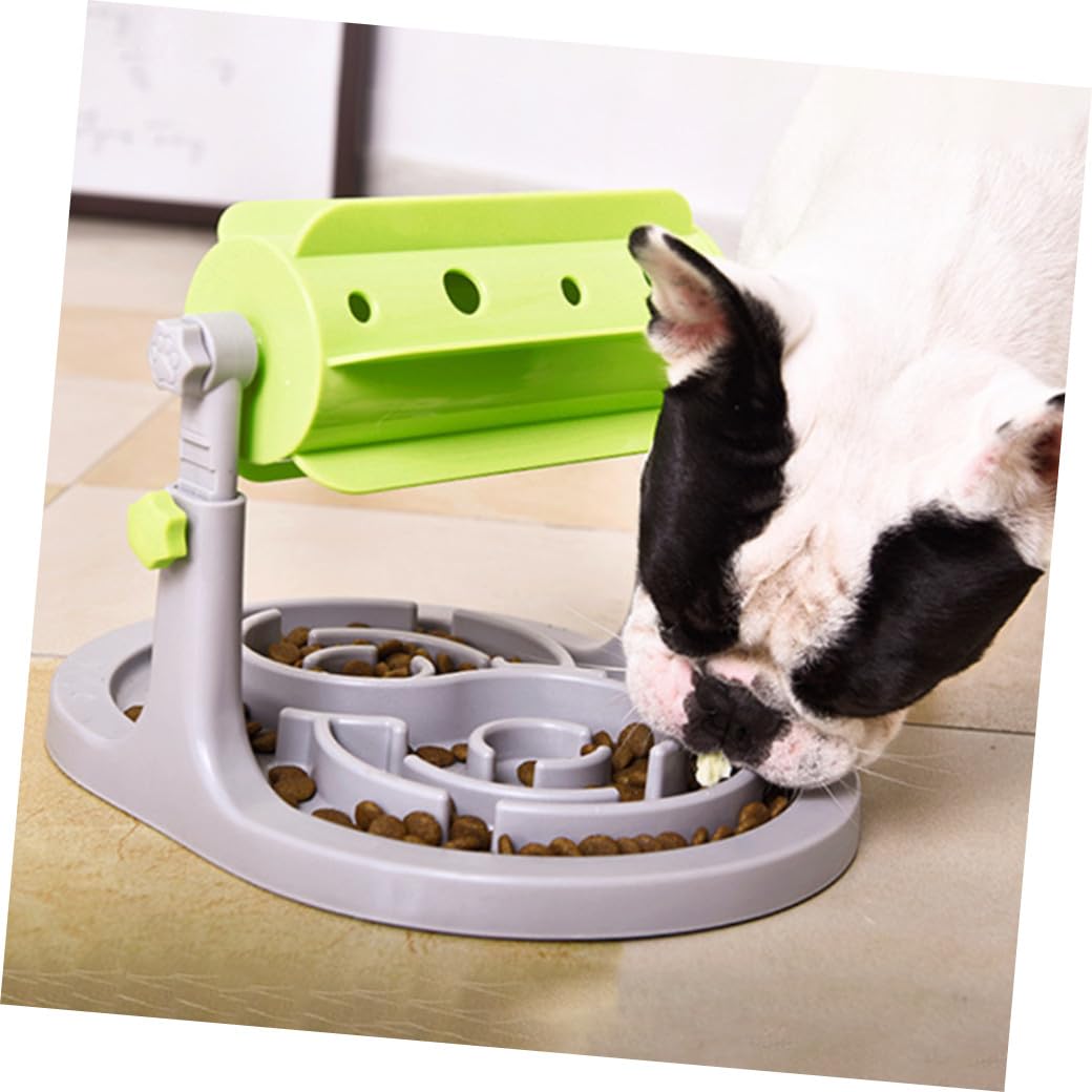Abaodam Dispensador y Perros Plástico de Alimentos Verde para Lenta Diseño de Rueda Inactiva para Alimentación Control de Porciones Mascotas