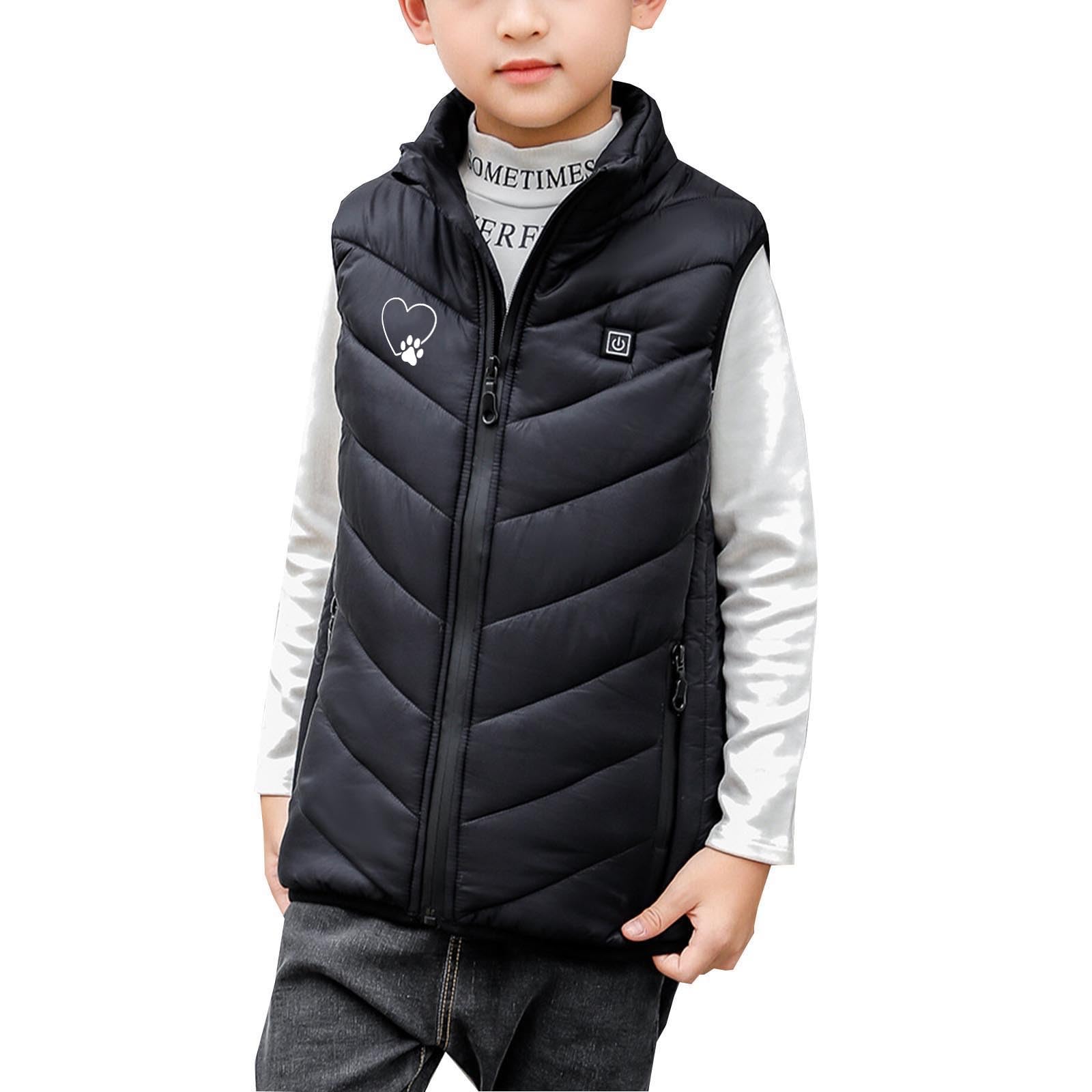 YAOJIWANG Niños Chaqueta Calefactable Chaleco cálido Recargable Chaleco Térmico Chaqueta de Plumas Chaleco Calefactor eléctrico eléctrico Carga USB con Termostato Ropa calefactable para Esquiar 2024