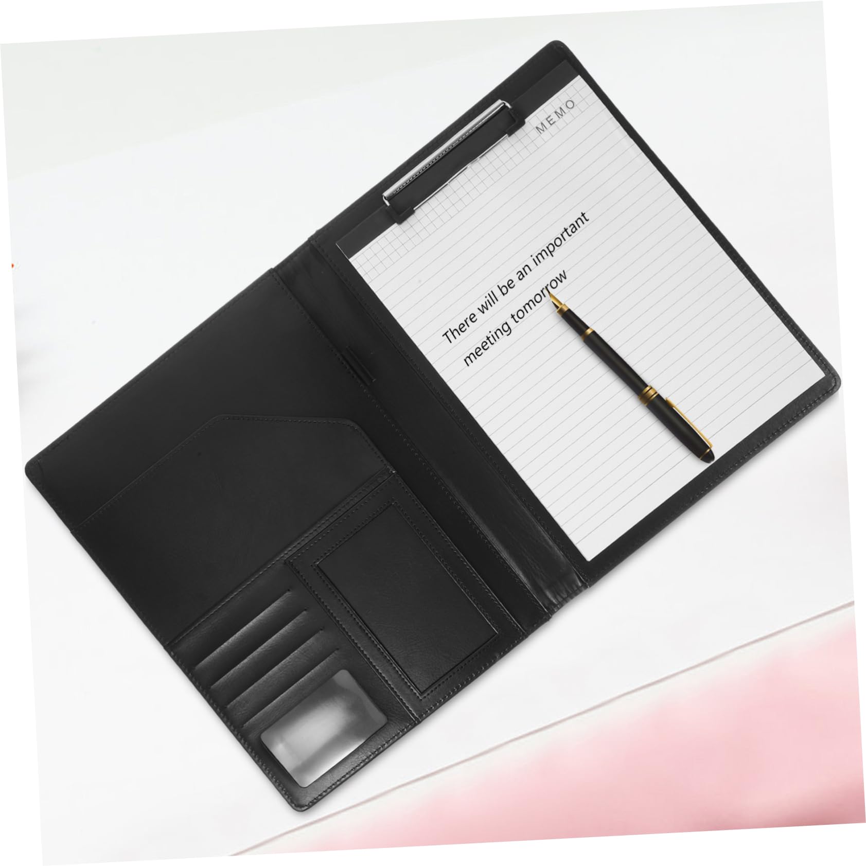 Dossier de Documents A4 en Cuir Noir, Classeur Organisateur de Documents | Rentrée Scolaire, Dossier de Portefeuille D'entreprise, Accessoire de Bureau, Alliage D'aluminium
