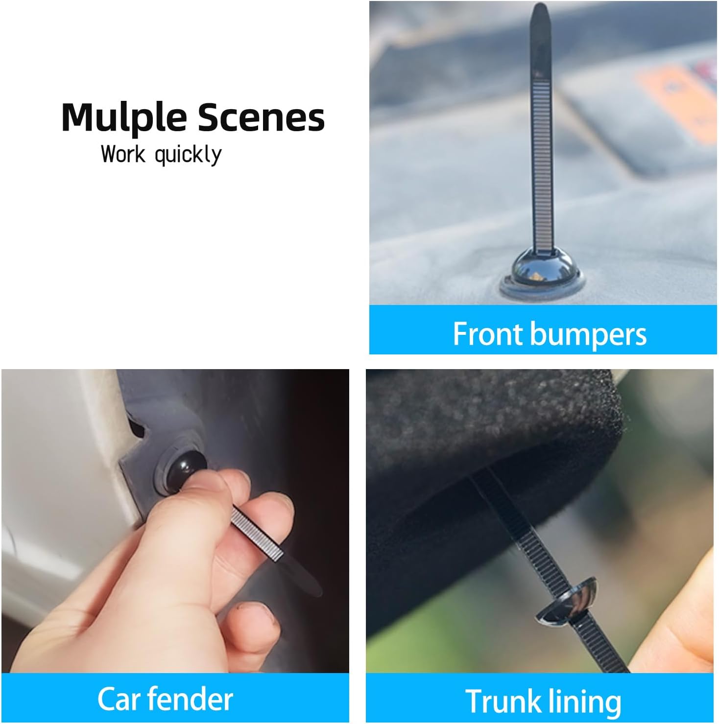 Nylon universal cable tie buckle, fastener cable tie with pin and button design, suitable for daily car maintenance and fixing (50 pieces)