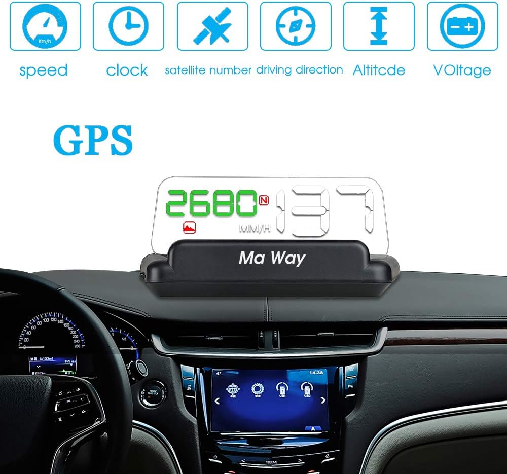 Head Up Display, 4.3" LCD Digital HUD Display GPS Speedometer High Visualization Digital GPS Light Sensor Performance Competitive Direction Driving Mileage Altitude Time Travel Speed Alarm