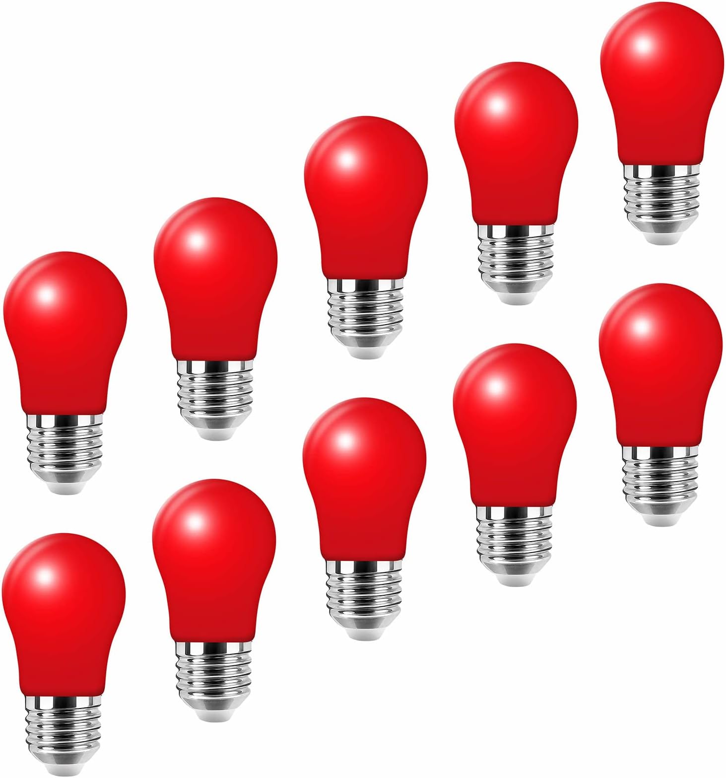 A50 3W Color Red LED Bulbs, E27 Screw Base, AC/DC 220-240V, High Brightness,Holiday Carnival Party Decoration Light Bulb,Energy Saving, 10Pack