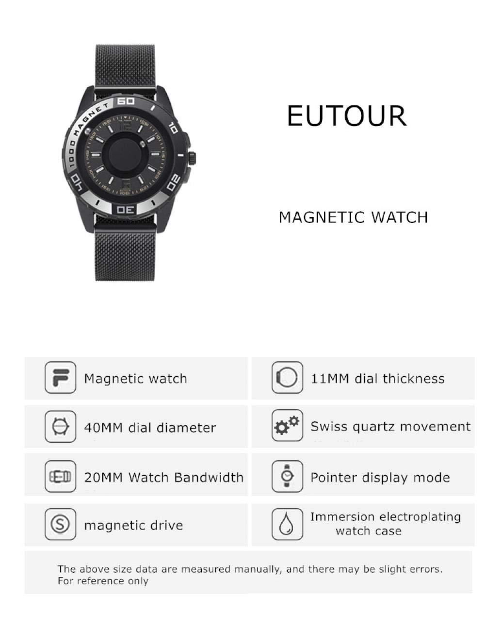 Ourui Orologi Da Polso,Creativo Orologio Magnetico Al Quarzo Con Sfere In Acciaio Senza Puntatore, Grigio