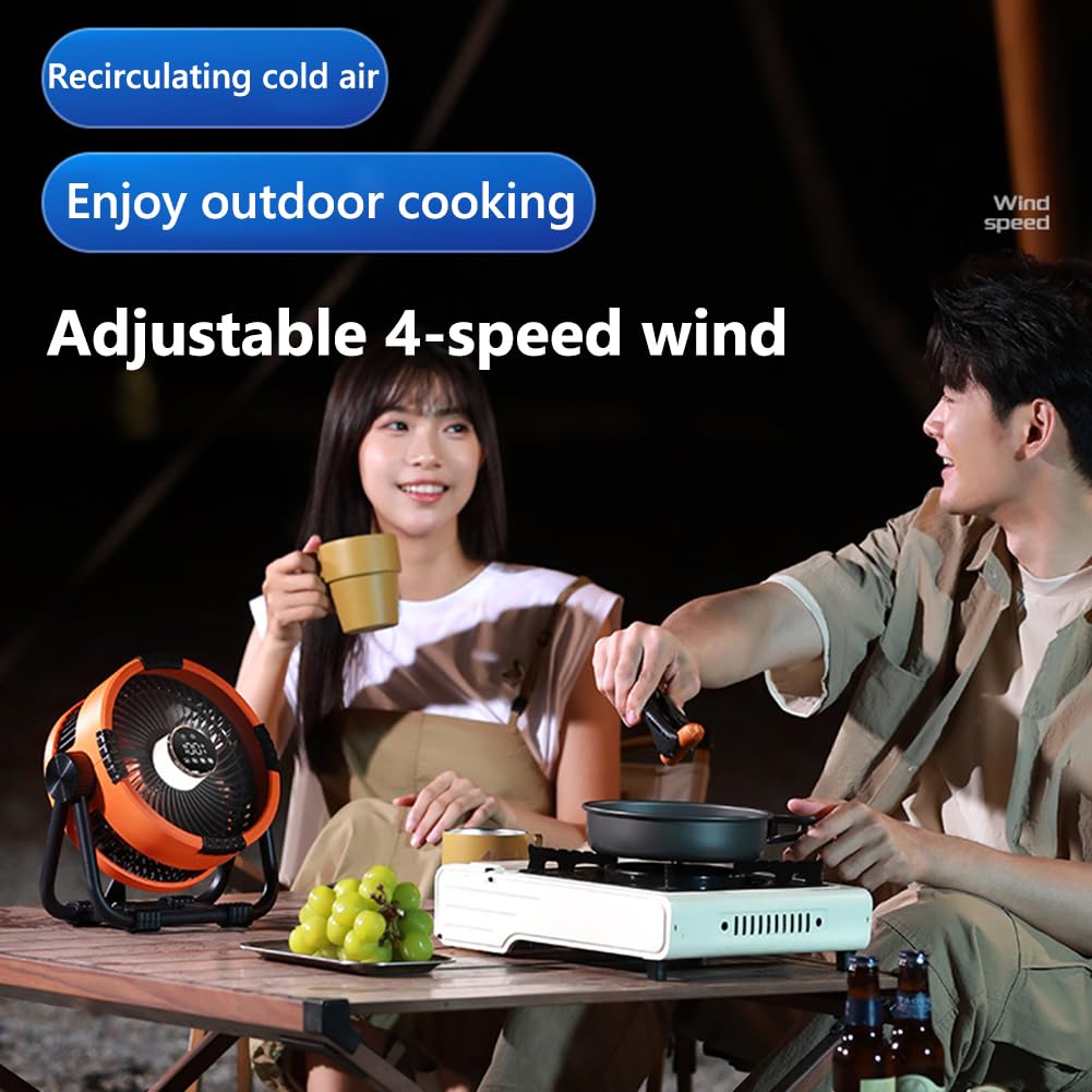 Ventilateur de camping portable avec lanterne LED, 20000mAh Table de ventilateur à batterie de 20000mA