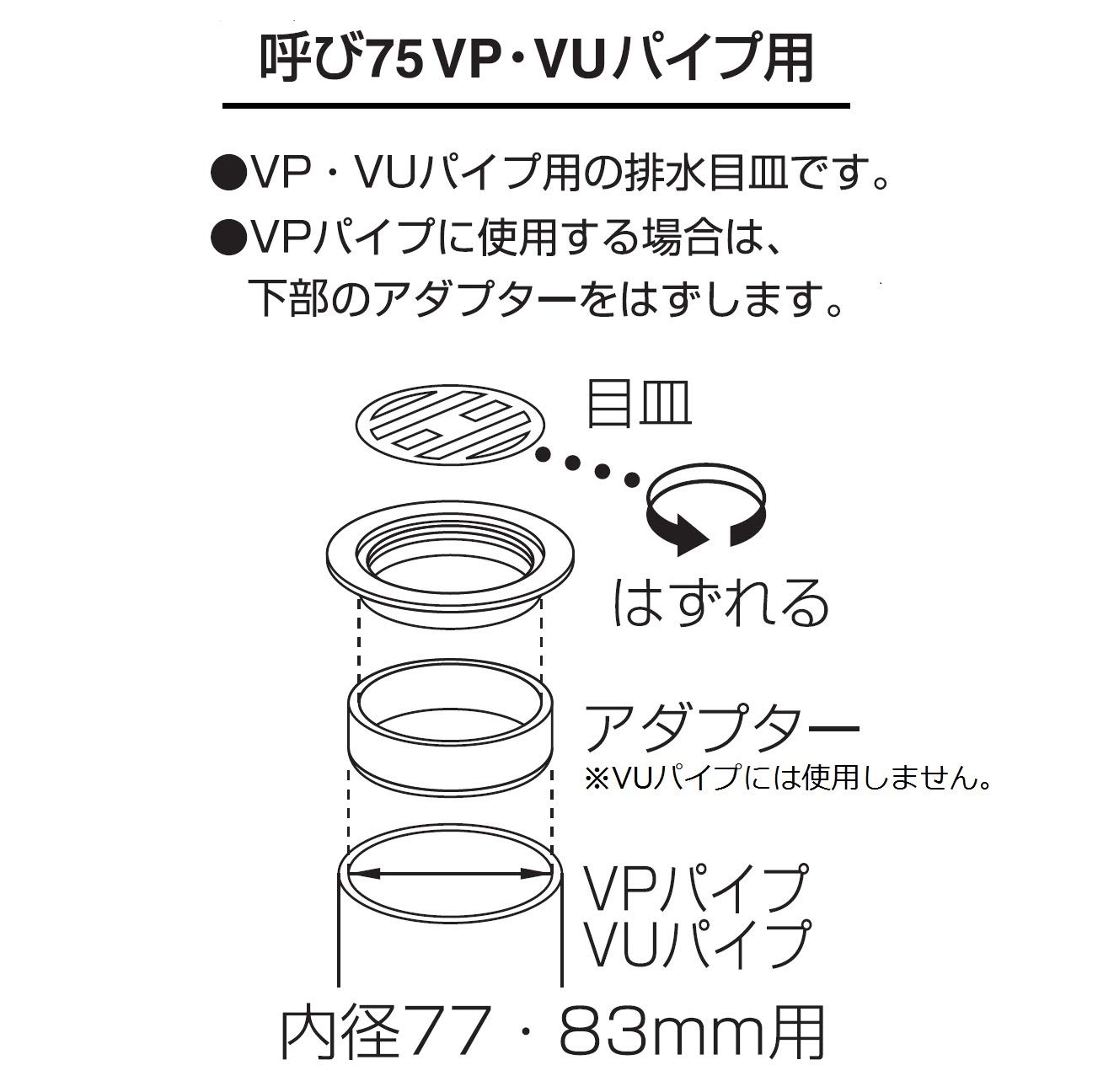 Amazon | SANEI 【VU・VPパイプ兼用目皿】呼び75配管用 PH410B-75 