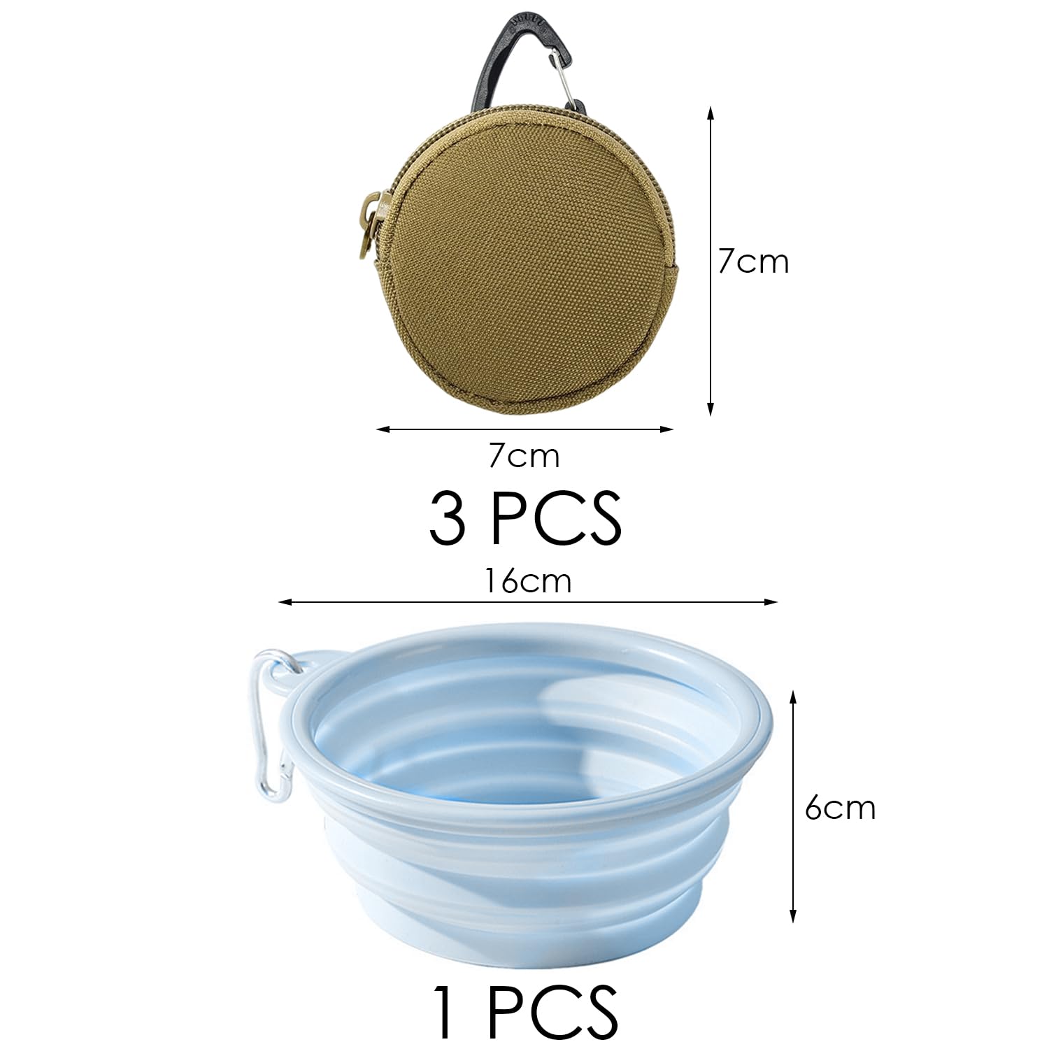 Borsa per Snack Portatile da 3 Pezzi per Animali Domestici E Ciotola per Bere Pieghevole da 1 Pezzo, Borsa per L'Addestramento del Cane, Forniture per Animali Domestici.