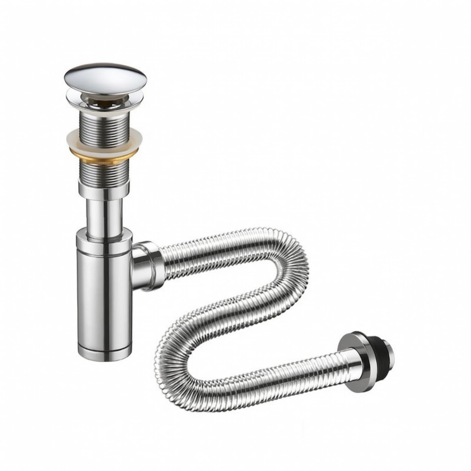 Conjunto Tubo Residuos Redondo Antiolor, Resistente a la Corrosión, Fontanería, para Lavabo, 60 Doblado Sin Agujero