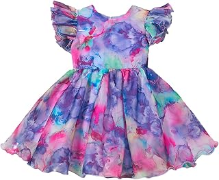 Hopscotch Abstract Print Ruffled Party Dress for Ages (3-4 Years) Price In India