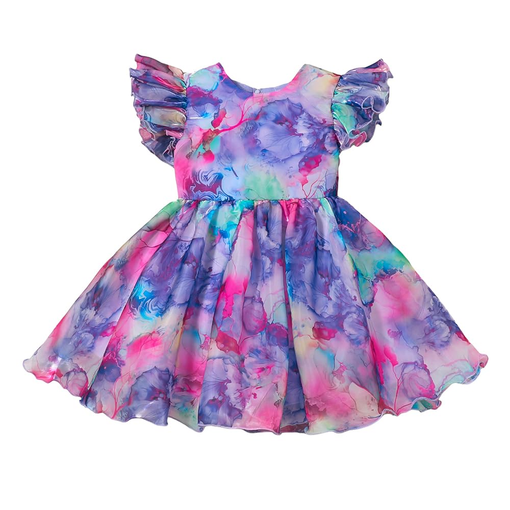 Hopscotch Abstract Print Ruffled Party Dress for Ages (3-4 Years)