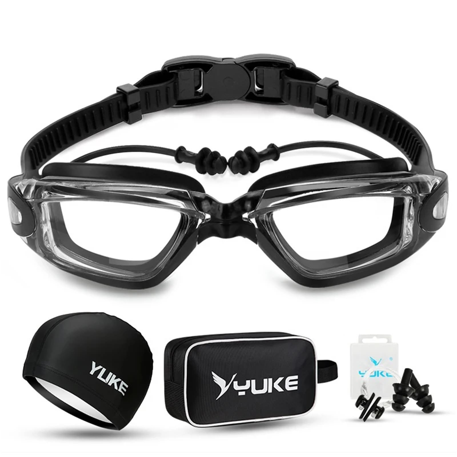 Occhialini da Nuoto Occhialini da nuoto Set HD Anti Fog Occhiali da nuoto Borsa Uomo Donna Occhiali da nuoto impermeabili in silicone professionali con tappi for le orecchie per Adulti Adolescenti