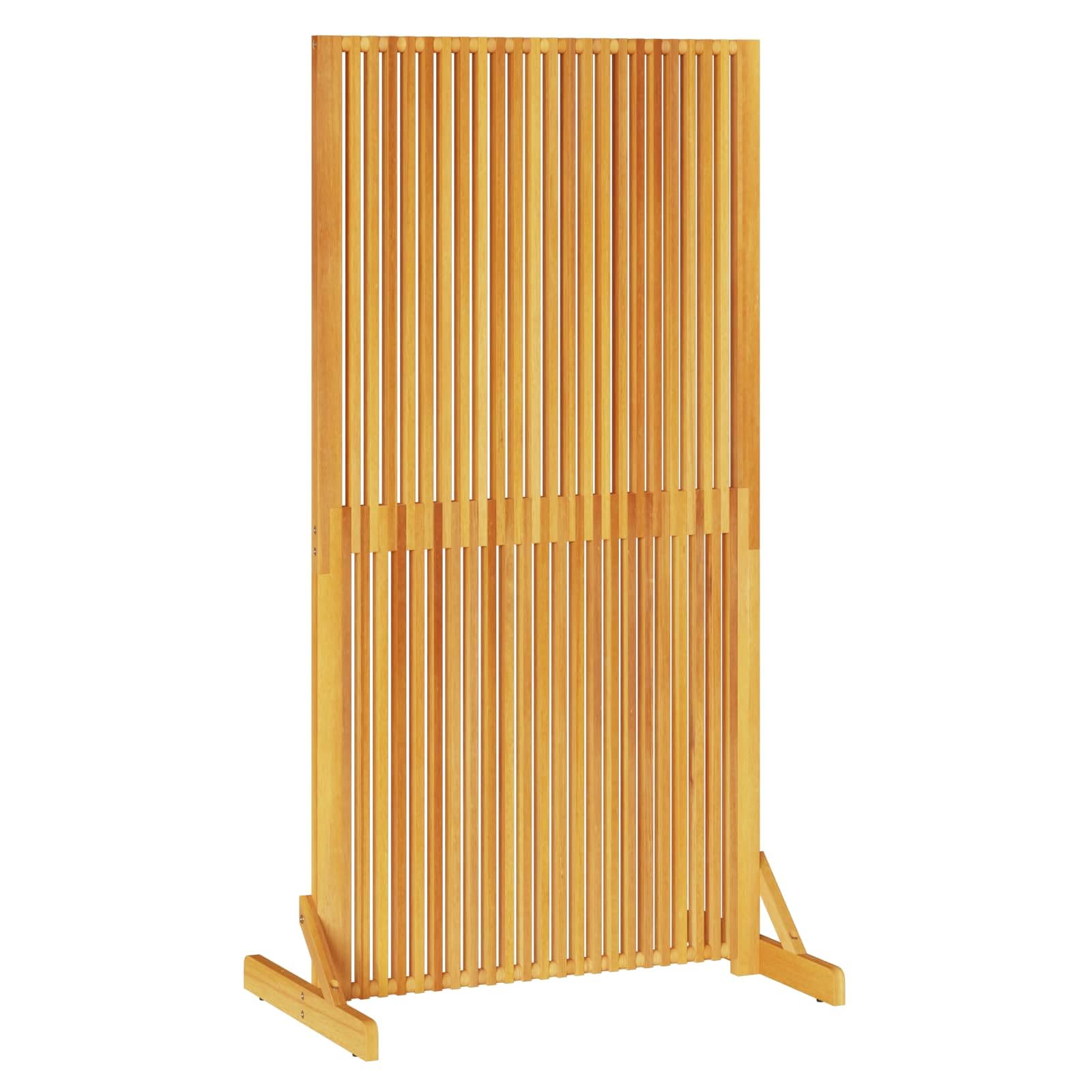 Brązowy ekran prywatności 79,5 x 50 x 150 cm | Lite drewno akacjowe, składane, do użytku wewnątrz i na zewnątrz, łatwy montaż