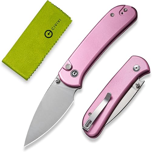 Miniatura 9 de CIVIVI Cuchillo Plegable de Bolsillo - Cuchillo con Bloqueo de Botón con Abridor de Pulgar para EDC, Hoja 14C28N de 2.98", Mango de Aluminio