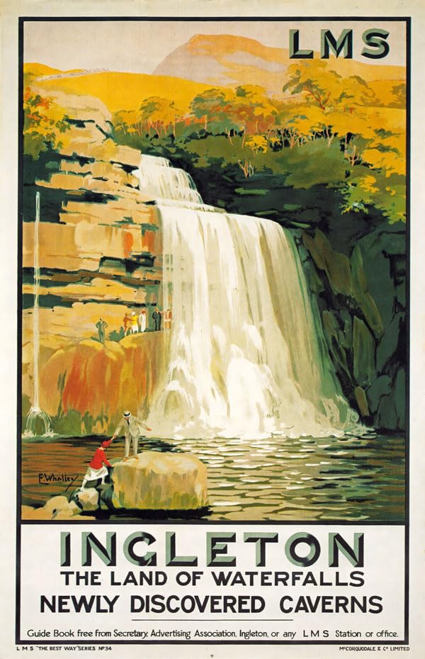 Affiche Prints Vintage British Railway & Travel Poster LNER GWR - Ingleton LMS Waterfalls - A3