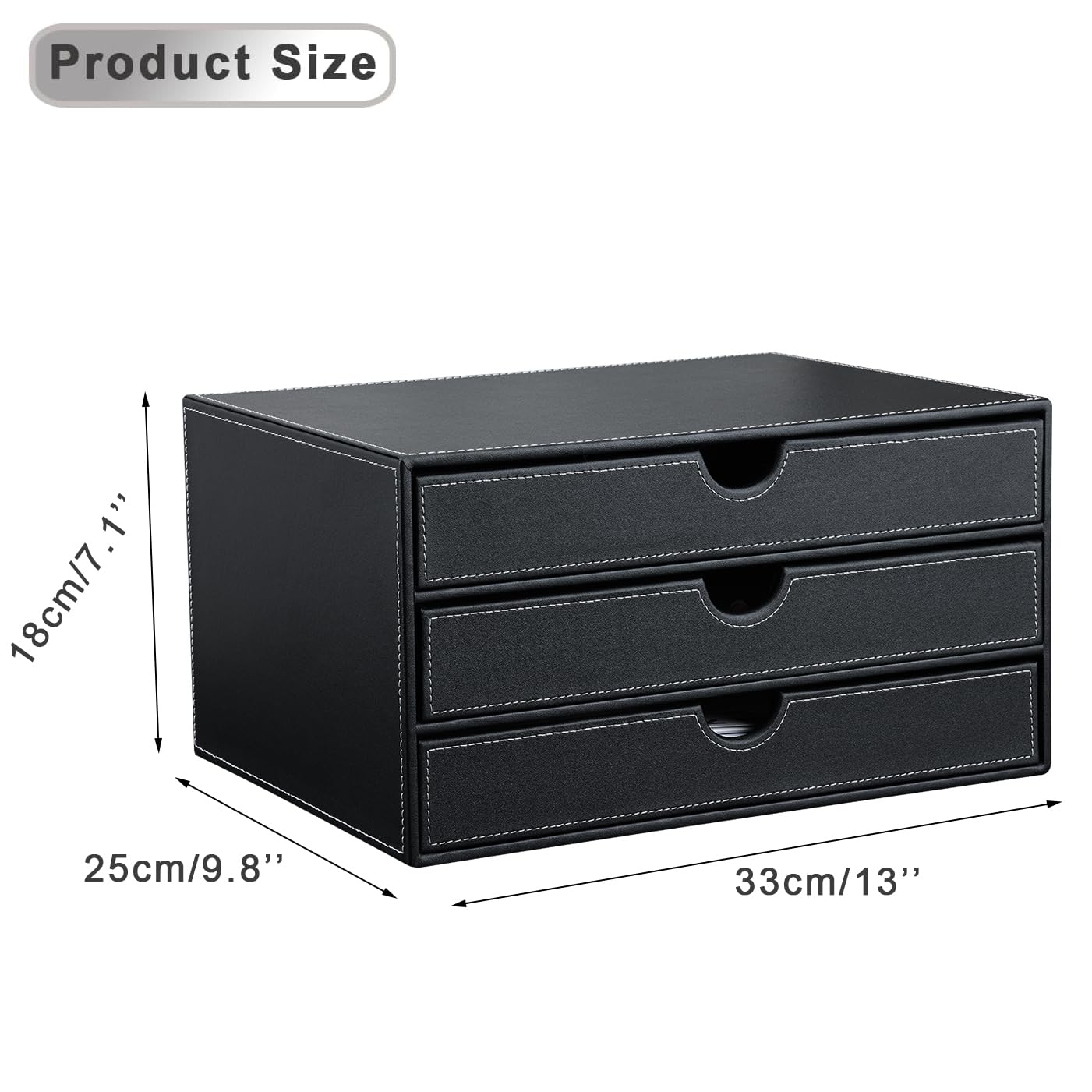KINGFOM™ Holzstruktur Leder Schubladenbox (Stile C - Schwarz)