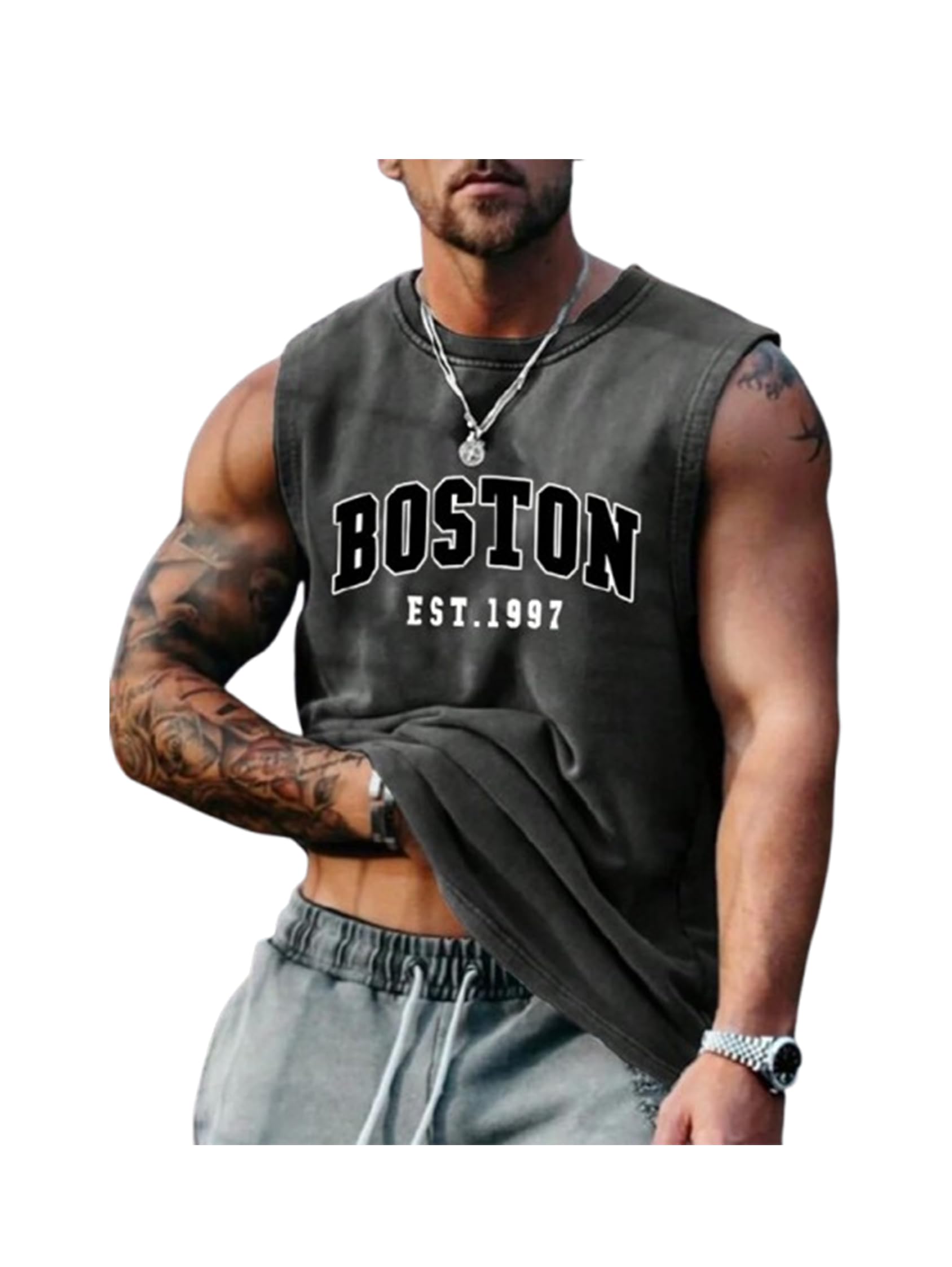 Men Cotton Blend Athletic Gym Tank Tops Sleeveless Sports Vest