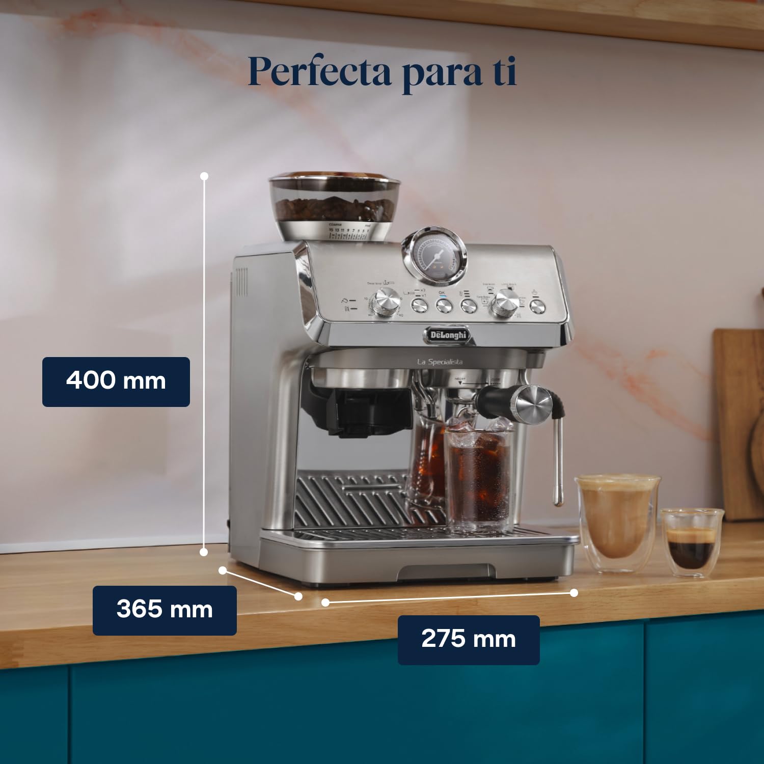 De'Longhi La Specialista Arte Evo EC9255.M, Máquina Café Espresso con Bomba, Función Cold Brew, Boquilla Espumadora de Leche Profesional, Tecnología con Sensor de Molienda, Incluye Kit Barista, Metal